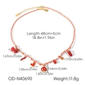 Detailed specs of handmade braided cord necklace with red charms and 48+5cm chain length - Red & White Rope-Red House Heart Style (OD-N40690)