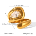 Detail of asymmetric gold ring featuring a teardrop zircon stone and weight of 5.8g - Pear Shape Zirconia Asymmetric Wrap Style (OD-R30463)