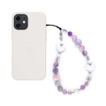 Handmade beaded phone strap with purple amethyst-style beads and white heart pendants - Purple Heart Style (SZ-A230049A)