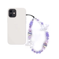 Handgefertigte Handy-Perlenkette mit lila Bären und weißen Wolken an einer Handyhülle - Lila Stil (SZ-A230047A)