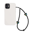 Detail der schwarzen Handy-Perlenkette mit süßen Katzenanhängern und zweifarbigen Augen - Heterochromie Blau Gelbe Augen Schwarze Katze Stil (SZ-A230056C)