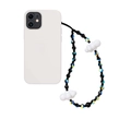 Chic iridescent crystal beads and white cloud charms phone wrist strap for women - Black Iridescent Style (SZ-A230045E)