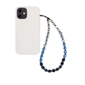 Correa de muñeca para móvil con cuentas de cristal azul sobre una funda blanca - Estilo Degradado Azul (SJ-A210006I)
