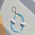 Dragonne de téléphone en perles faites main avec perles bleues et blanches et nuages - Style Nuage Bleu et Blanc (SZ-A220004A)
