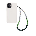 Colorful gradient crystal beaded phone strap with faceted square glass beads on white case - Green Gradient Style (SJ-A210006L)