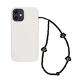 Détail d'un cordon de téléphone en perles noires avec trois breloques œil bleu - Perles Noires Mauvais Œil Noir (SZ-A230057C)