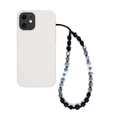 Macro shot of handmade beaded phone wrist strap with multi-colored geometric faceted beads - Black Gray Blue (SJ-A210006V)