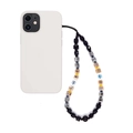 Detail of beaded phone wrist strap with multifaceted colorful beads on cream phone case - Black Gray Yellow (SJ-A210006U)