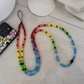 Rainbow gradient acrylic beaded long phone strap crossbody chain with colorful beads - Rainbow Gradient Long Style (SZ-A220001L)
