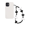 Handmade black heart and white cloud beaded phone charm strap for women - Black And White Heart Cloud Style (SZ-A230006G)