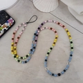 Rainbow gradient acrylic beaded long crossbody phone strap with macaron color beads - Multicolor Gradient Long Style (SZ-A220001K)