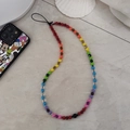 Rainbow gradient acrylic beaded crossbody phone strap with vibrant colorful beads - Multicolor Macaron Short Style (SZ-A220001M)