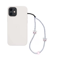 Détail de la dragonne de téléphone en perles bleu clair avec breloques de chat argentées - Perles Bleues Chat Argent Yeux Roses (SZ-A230056M)