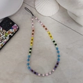 Rainbow gradient acrylic beaded mobile phone strap with colorful crossbody lanyard beads - Color Block Short Style (SZ-A220001N)