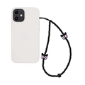 Détail de la coque en silicone crème avec dragonne en perles noires et breloques chat - Perles Noires Chat Noir Yeux Violets (SZ-A230056N)