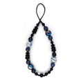 Cute beaded phone wrist strap with black bear charm and colorful iridescent beads - Cute Bear Iridescent Beaded Style (SZ-A230063A)