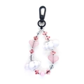 Porte-clés mignon avec perles de cœur rose, nuage blanc et mousqueton noir robuste - Style Cœur Nuage Rose (YS-A230003A)