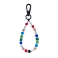 Rainbow crystal bead woven keychain with lobster clasp and colorful square transparent beads - Colorful Square Beaded Style (YS-A230001A)