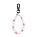 Handmade beaded keychain with pink smiley flowers and colorful beads for women - Pink Smile Face Flower Beaded Style (YS-A230009A)