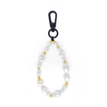 Portachiavi minimalista con perle barocche bianche, dettagli dorati e gancio nero - Stile Pendente In Perle Infilate (YS-A230011A)