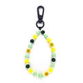 Colorful lime beaded keychain with yellow smiley face and black spring hook on white background - Lime Beaded Smiley Style (YS-A230010A)