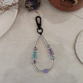 Cute acrylic beaded bear keychain charm with purple and teal resin accents for women - Purple Blue Green Bear Style (YS-A230015B)