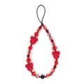 Cordino per cellulare con perline rosse, ciondoli stile Minnie e cristalli eleganti - Stile Fiore in Pasta Polimerica con Fiocco Rosso (SZ-A230066A)