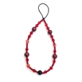 Detailed view of handmade red crystal beaded phone strap with multifaceted glass beads - Red And Black Beaded Style (SJ-A240001A)