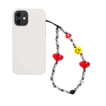 Colorful beaded phone strap with red heart, yellow smiley face and silver bone charm - Silver Bone Red Heart Mushroom Style (SZ-A240003B)