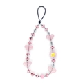 Pink heart and floral acrylic beaded phone strap with aesthetic charms for women - Pink Matte Heart Style (SZ-A240008A)