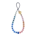Rainbow gradient acrylic heart beaded phone lanyard strap with translucent colorful beads - Gradient Blue Style (SZ-A240009A)