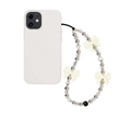 Chic cream acrylic bow beaded phone charm strap with metallic and faceted beads decoration - Creamy White Bow Style (SZ-A240007B)