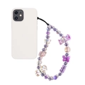 Detail of purple beaded phone strap featuring butterfly candy charms and crystal beads - Purple Butterfly Bow Style (SJ-A240009A)