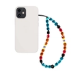 Colorful gradient crystal beaded phone wrist strap on a white matte mobile case - Colorful Gradient (SJ-A210006N)