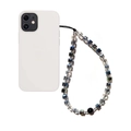 Retro grey crystal beaded phone wrist strap with blue and transparent faceted beads - Blue White Gradient (SJ-A210006O)