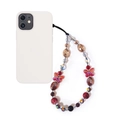 Colorful beaded phone wrist strap with crystal beads and red butterfly charms for women - Red Butterfly Amber Cut Bead (SJ-A240013A)