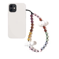 Colorful acrylic gradient bead phone strap with white cloud charms on a mobile case - Colorful Gradient (SZ-A240018A)