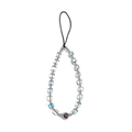 Handmade beaded crystal phone strap with iridescent square beads and black micro lens charm - Iridescent Clear Style (SJ-A240024A)