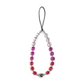 Handmade gradient bead phone charm with pink crystal cubes and metal bead accent - Pink Gradient Style (SJ-A240024C)