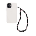 Telefoonkoord met roze kristallen vlinder en zwarte kralen voor iPhone-hoesje - Paarse Vlinder Zwart Met Kralen