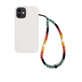 Retro multi-color gradient glass beaded phone charm strap on a white case - Multi-Color Gradient Beaded Style (SZ-A240016A)