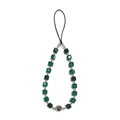 Handmade beaded phone strap with dark green crystal cubes and silver metallic sphere bead - Dark Green Faceted Beads Style (SJ-A240024B)