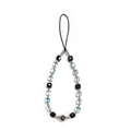 Minimalist beaded phone strap with black and iridescent faceted beads and silver ball - Black Faceted Beads Style (SJ-A240024F)