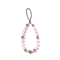 Detail of pink crystal cube beads and silver metal ball on a beaded phone charm strap - Matte Pink Style (SJ-A240024E)