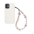 Detail of beaded phone strap with white pearls and Hello Kitty character round beads - Classic Pearl Finish Cat Head Bead (SJ-A240017A)