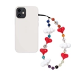Handmade amethyst natural stone phone strap with acrylic cloud and heart beads - Red Heart Style (SZ-A240032A)