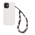Cordino per cellulare fatto a mano con perle sintetiche e perline nere e argentate - Stile Perline Tonde Nero Bianco Argento (SZ-A240026A)