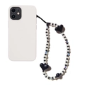 Black and white beaded phone charm with heart pendants on a white phone case - Black Heart Style(SZ-A240027A)