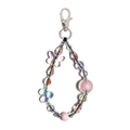 Pink crystal beaded keychain with butterfly pendant and metallic lobster clasp for bags - Pink Iridescent Butterfly Pendant Style (YS-A240015A)