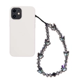 Handmade beaded phone strap with crystal butterfly beads on a minimalist white case - Butterfly Beaded Style (SJ-A240023A)